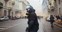 Italian police and Black Bloc militants