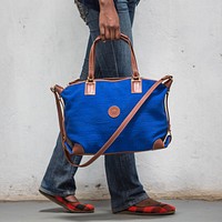 A handmade ladies leather handbag designed and made by the Luxury Leather Africa (LULEA) company inside the company's workshop in the town of Thika approx. 40km north of the Kenyan capital Nairobi