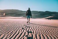 Backpacker in Desert