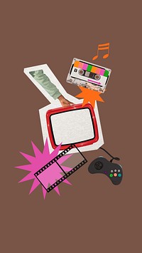 Gaming entertainment collage phone wallpaper