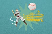 Baseball match background, creative sports collage