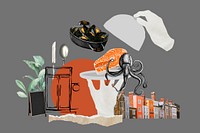 European restaurant food background, creative travel collage