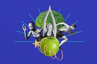 Healthy diet lifestyle background, creative wellness collage