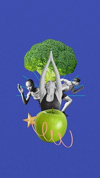 Healthy lifestyle collage phone wallpaper