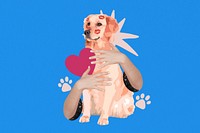 Pet dog lover background, creative animal collage