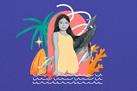 Kids Summer fashion background, creative collage