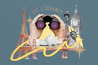 Famous travel landmarks background, creative collage