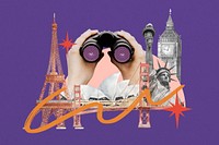 Famous travel landmarks background, creative collage