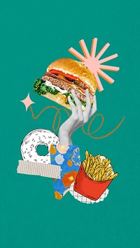 Junk food collage phone wallpaper