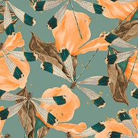 George Shaw's seamless butterfly background, exotic flower pattern