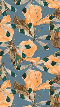 Butterfly seamless pattern iPhone wallpaper, vintage nature remix from The Naturalist's Miscellany by George Shaw