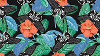 Butterfly seamless pattern desktop wallpaper, George Shaw's exotic flower pattern background