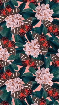 Butterfly seamless pattern iPhone wallpaper, vintage nature remix from The Naturalist's Miscellany by George Shaw