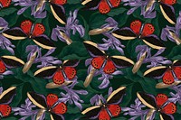 Seamless butterfly pattern background, vintage nature remix from The Naturalist's Miscellany by George Shaw