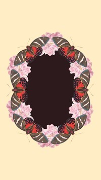 Abstract butterfly frame mobile wallpaper, beige background