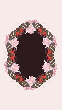 Abstract butterfly frame mobile wallpaper, pink background