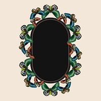 Vintage butterfly frame, beige background