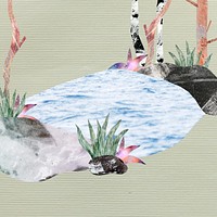 Aesthetic pond background, nature collage