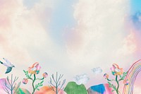 Pastel sky background, colorful nature collage