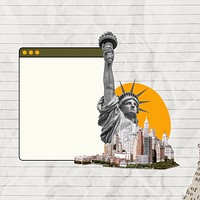 Statue of liberty collage element, ripped paper design