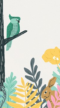 Jungle wildlife phone wallpaper, animal illustration