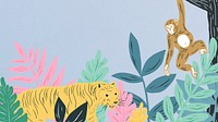 Wild animals computer wallpaper, botanical wildlife illustration