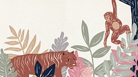 Wild animals desktop wallpaper, botanical wildlife illustration