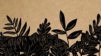 Tiger botanical brown desktop wallpaper, animal illustration