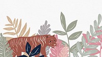 Botanical tiger desktop wallpaper, animal illustration
