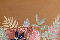 Botanical tiger brown background, animal illustration