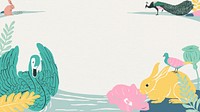 Swan & rabbit computer wallpaper, animal illustration