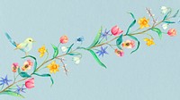 Flowers & bird illustration desktop wallpaper