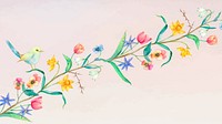 Spring flowers illustration wallpaper with bird