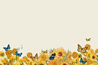 Sunflower border background, art remix.  Remixed by rawpixel.