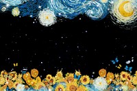 Starry Night black border background, art remix. Remixed by rawpixel.