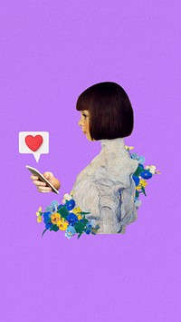 Valentine's day woman iPhone wallpaper. Remixed by rawpixel.