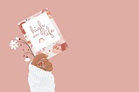 Aesthetic inspirational quote, pink background, feminine illustration