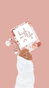 Pink aesthetic iPhone wallpaper, feminine illustration