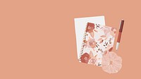 Aesthetic stationery desktop wallpaper, feminine objects illustration