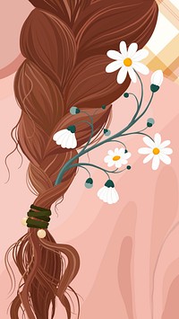 Daisy in hair, iPhone wallpaper, aesthetic illustration