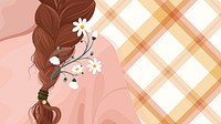 Daisy in hair, desktop wallpaper, aesthetic illustration