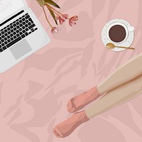 Cozy feminine background, aesthetic illustration