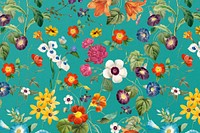 Vintage Summer flower pattern background illustration by Pierre Joseph Redouté. Remixed by rawpixel.