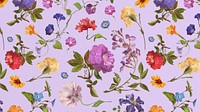 Spring flower pattern computer wallpaper, vintage illustration by Pierre Joseph Redouté. Remixed by rawpixel.