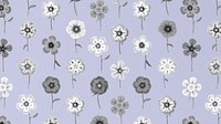 Floral monotone desktop wallpaper, vintage flower pattern illustration by Pierre Joseph Redouté. Remixed by rawpixel.