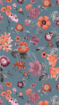 Vintage floral pattern mobile wallpaper illustration by Pierre Joseph Redouté. Remixed by rawpixel.