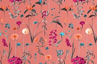 Vintage Summer flower pattern background illustration by Pierre Joseph Redouté. Remixed by rawpixel.