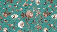 Floral green desktop wallpaper, vintage flower pattern illustration by Pierre Joseph Redouté. Remixed by rawpixel.