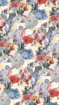 Vintage floral pattern mobile wallpaper illustration by Pierre Joseph Redouté. Remixed by rawpixel.