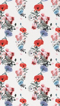 Vintage floral pattern mobile wallpaper illustration by Pierre Joseph Redouté. Remixed by rawpixel.